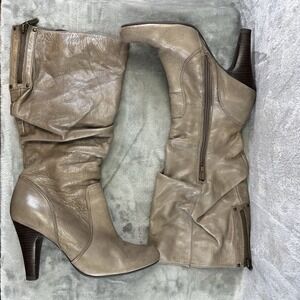 Guess Boots Women's 8.5 Taupe Gray Leather Knee High